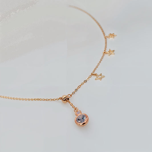 Star Charm Drop Necklace in Italian 92.5 Silver