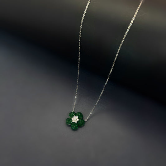 Emerald Blossom Elegance Necklace – Italian 92.5 Silver