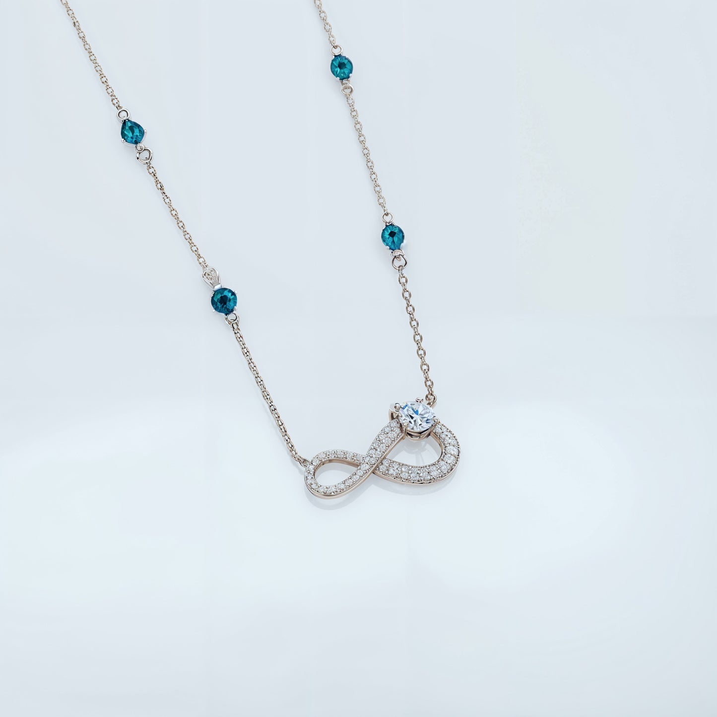 Infinity Evil Eye Necklace in Italian 92.5 Silver
