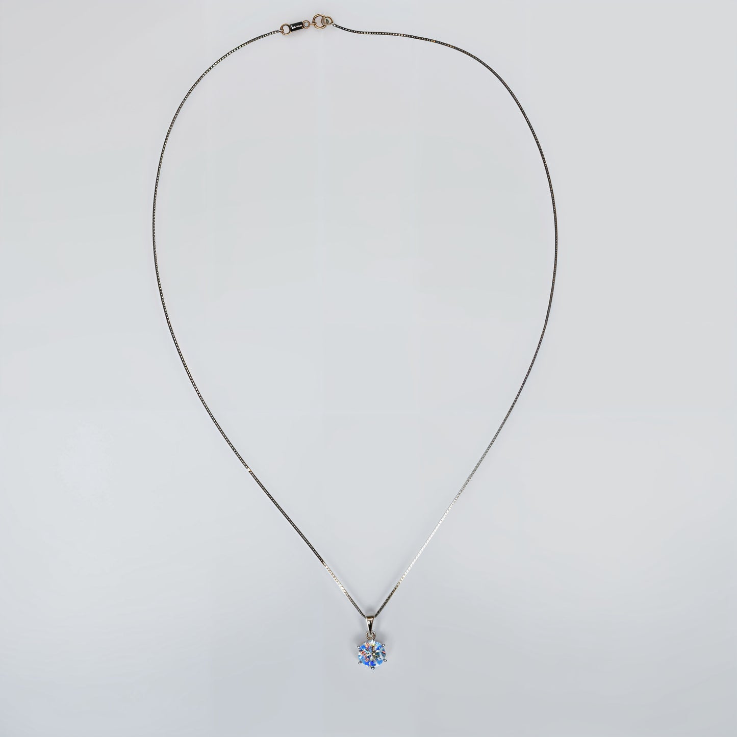 White Solitaire Necklace in Italian 92.5 Silver