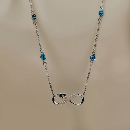 Infinity Heart Necklace in Italian 92.5 Silver