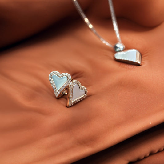 Elegant Heart Set in Italian 92.5 Silver