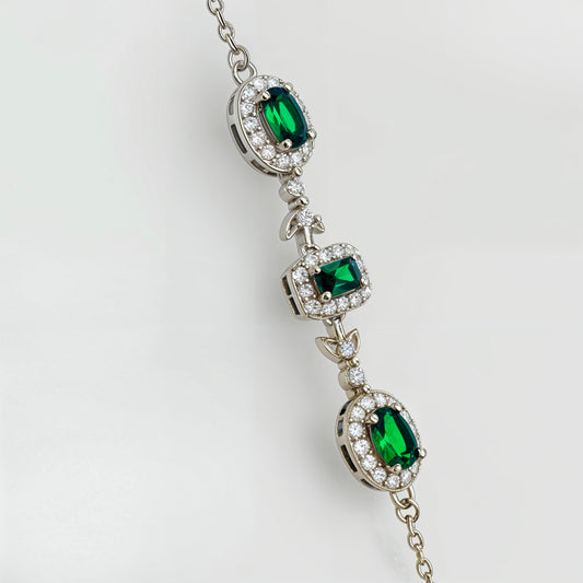 Imperial Emerald Trilogy Bracelet in Italian 92.5 Silver