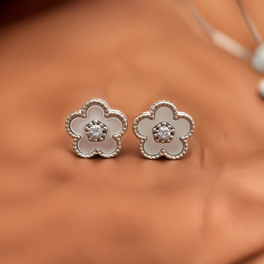 Elegant Flower Set in Italian 92.5 Silver