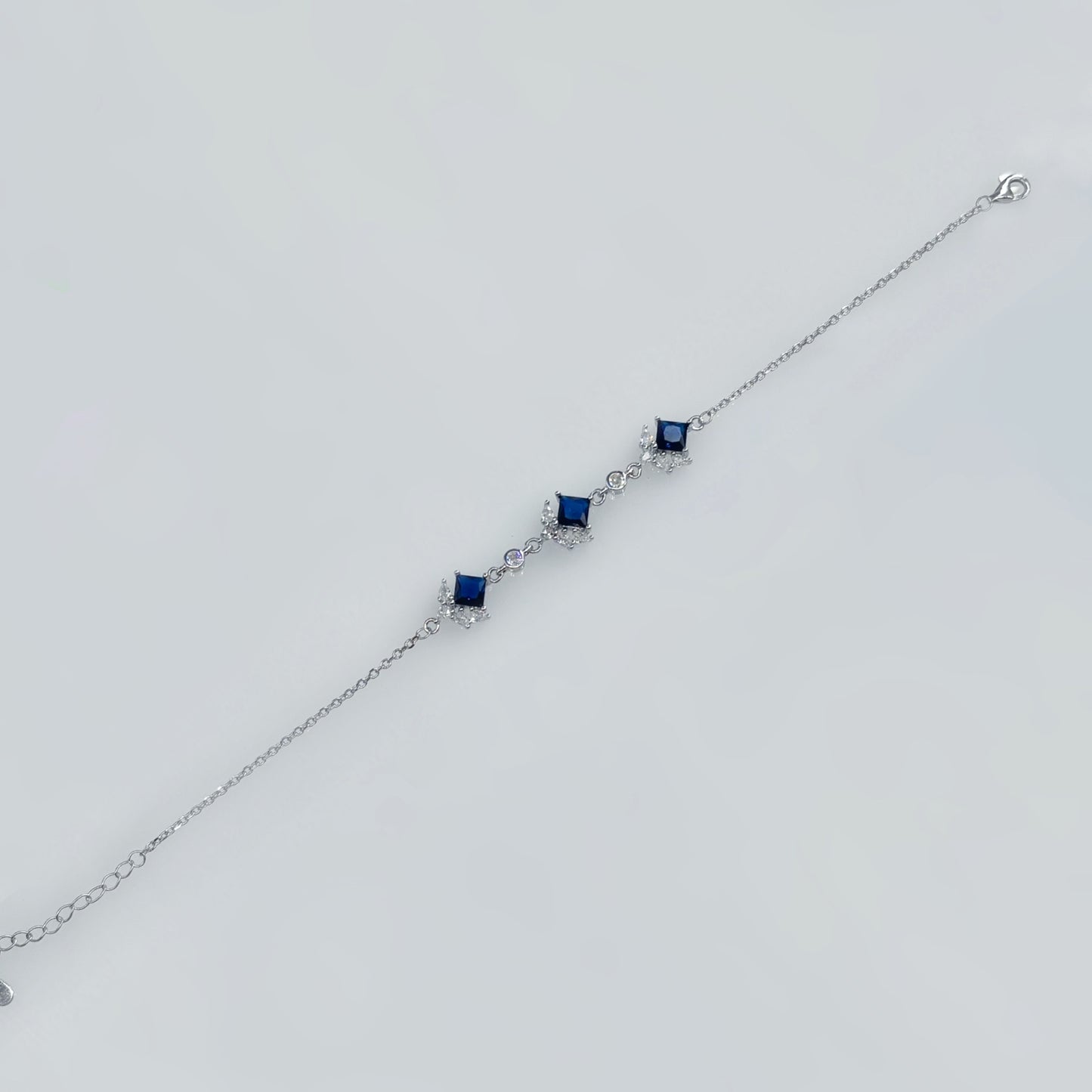 Royal Sapphire Square-Cut CZ Bracelet in Italian 92.5 Silver