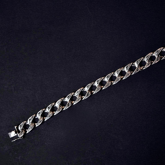 Silver Oxidised Cuban Link Bracelet