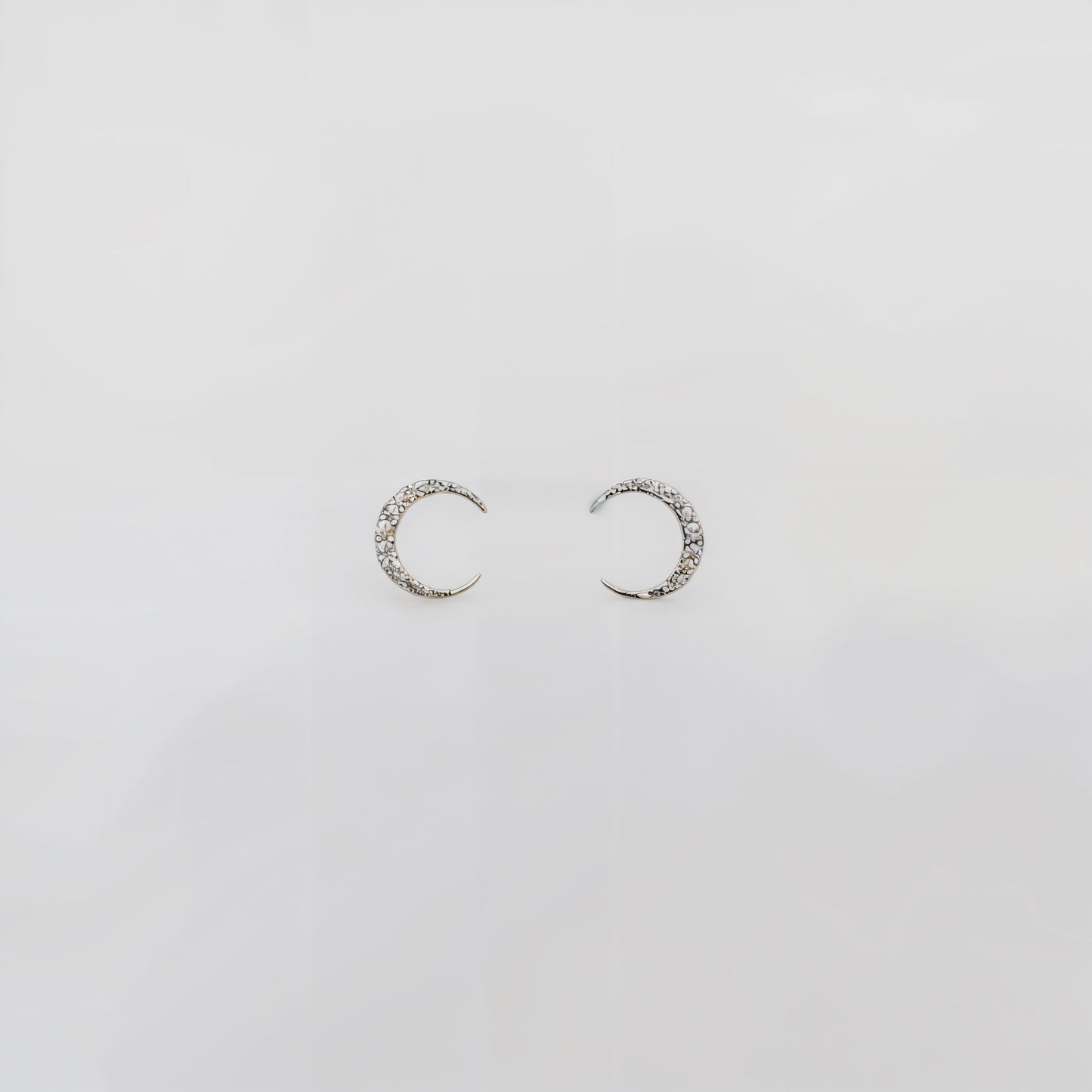 Celestial Crescent CZ Studs in Italian 92.5 Sterling Silver