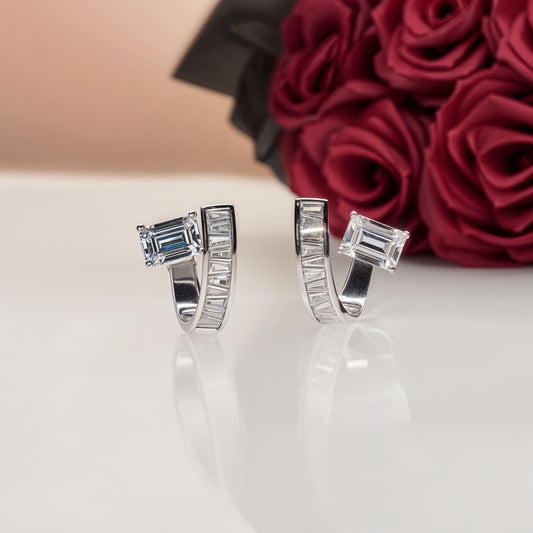 Radiant Baguette Elegance 92.5 Silver Hoops”