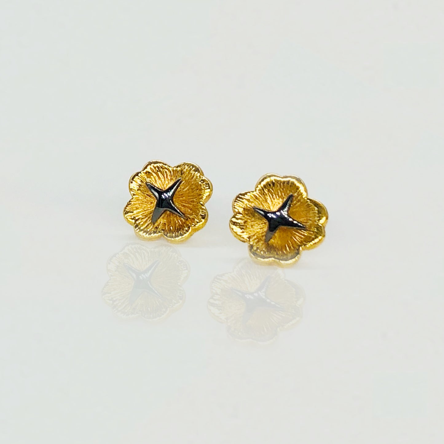 Gold Plated 3-in-1 Flower Stud Earrings
