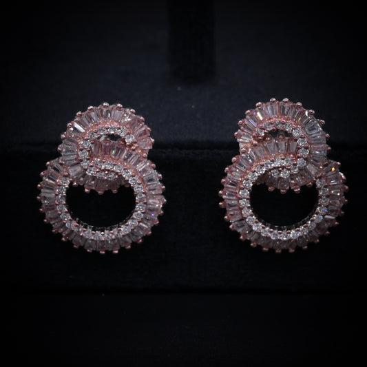 “Eternal Luxe Rose Gold Spiral Earrings – Italian 92.5 Silver with Baguette CZ Brilliance”