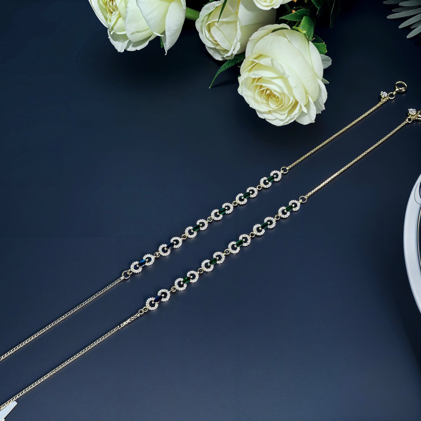 Emerald Royale Oval-Link Anklet in Italian 92.5 Silver