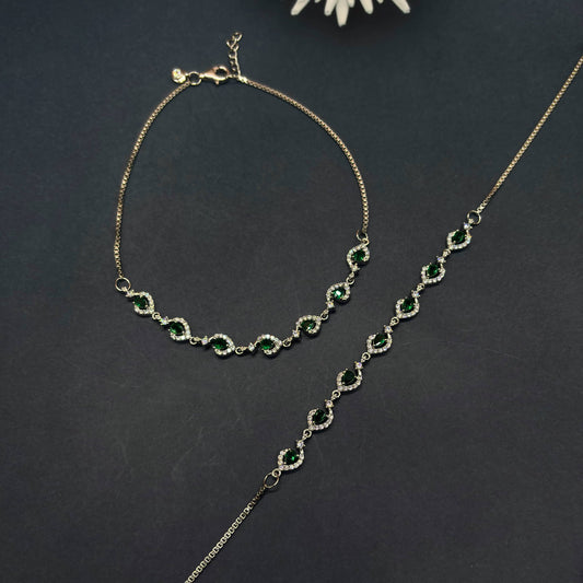 💚 Emerald Royale CZ Anklets 💚 Italian 92.5 Sterling Silver | Timeless Luxury