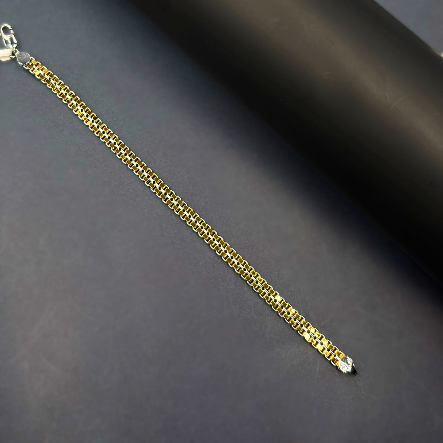 ✨ VersaLuxe Dual-Side Chain Bracelet – Italian 92.5 Sterling Silver | Gold Rhodium Finish