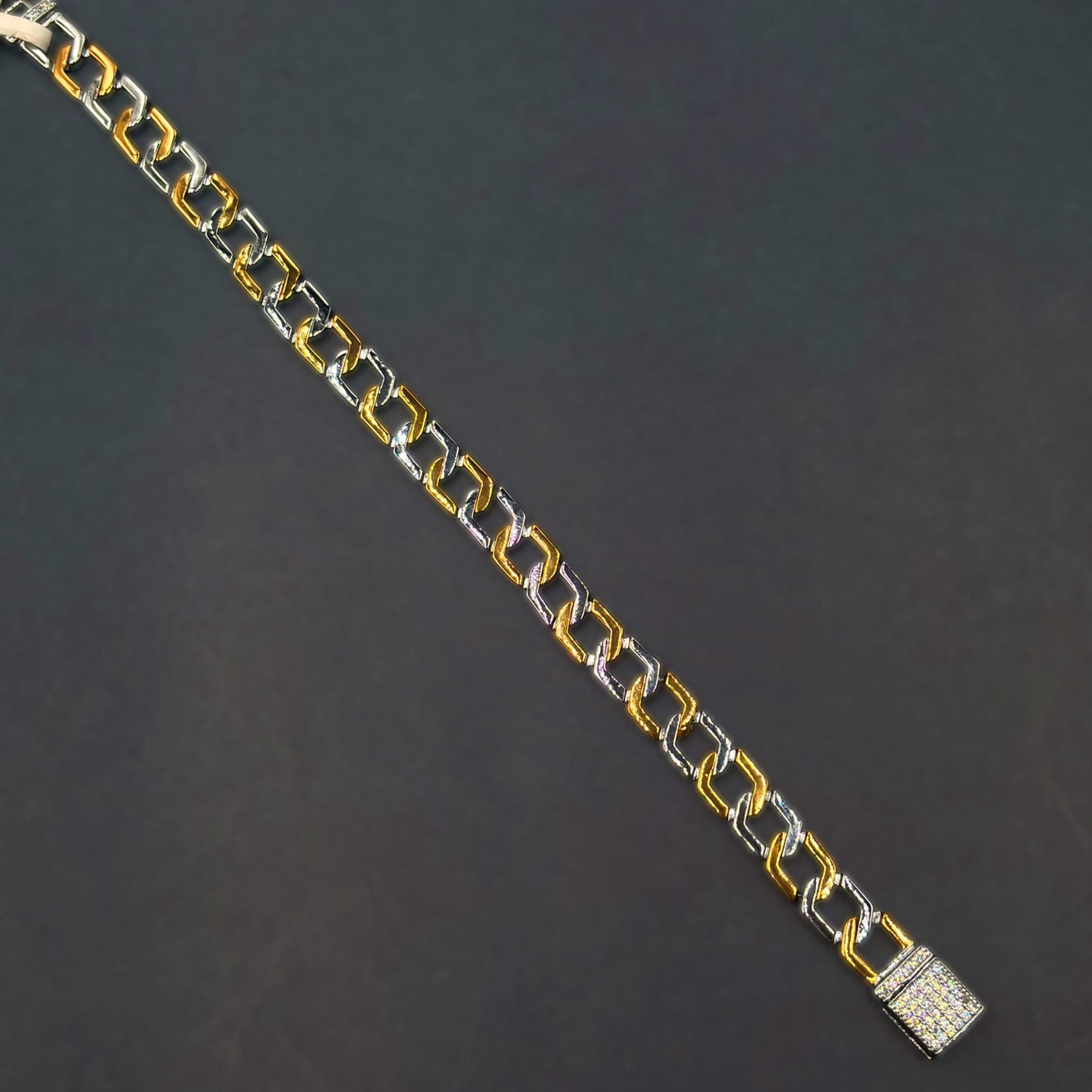 ✨ Regal Link Prestige Bracelet – Italian 92.5 Sterling Silver | Gold Rhodium Finish