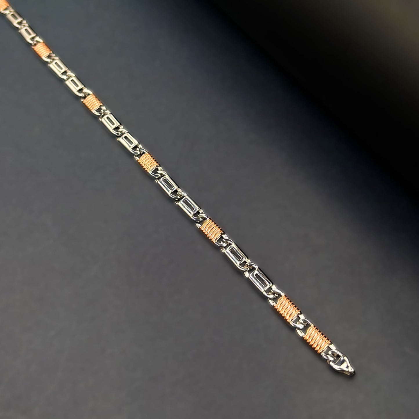 ✨ Aurora Dual-Tone Luxe Bracelet – Italian 92.5 Sterling Silver | Rose Gold Rhodium Finish