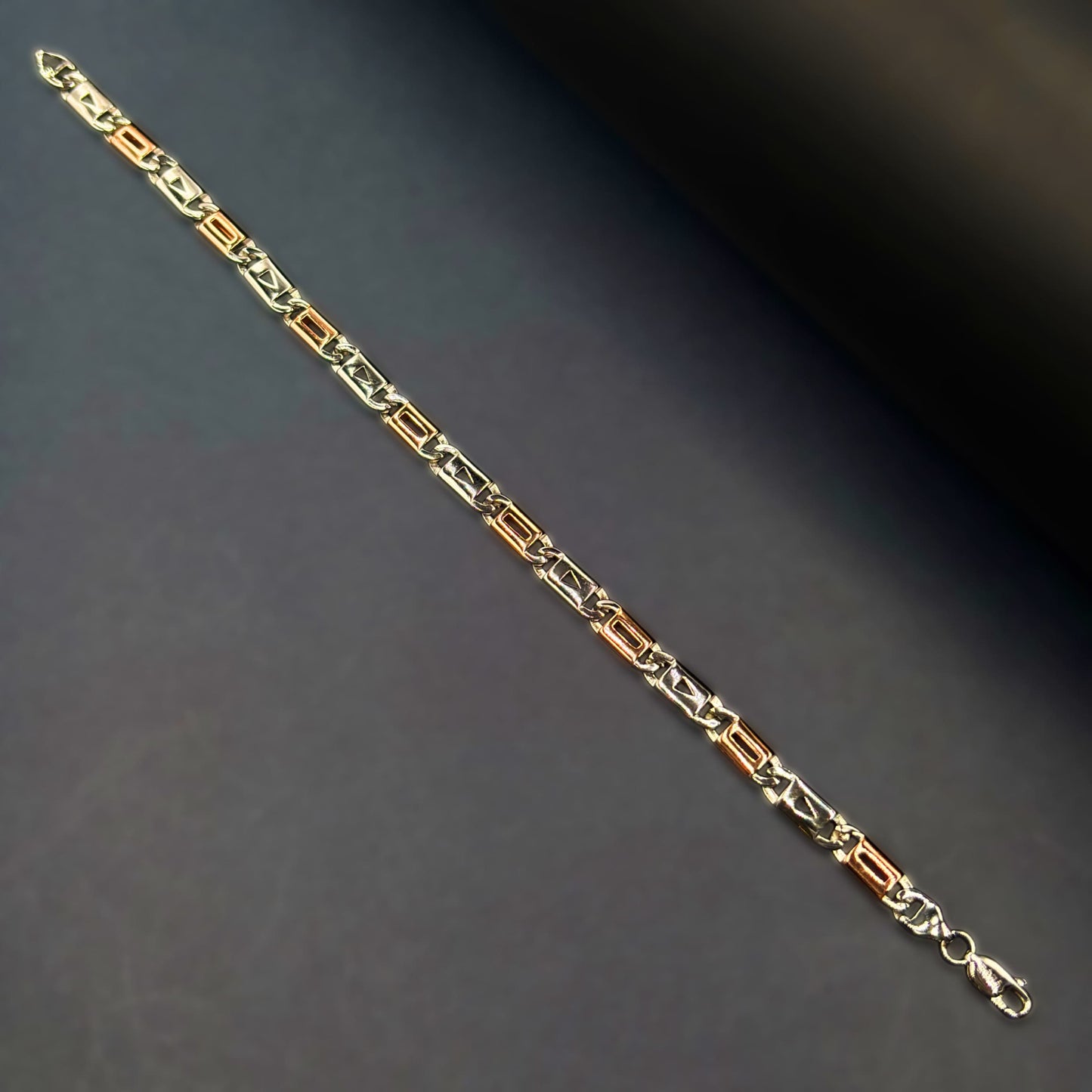 ✨ Celeste Dual-Tone Signature Bracelet – Italian 92.5 Sterling Silver | Rose Gold Rhodium Finish