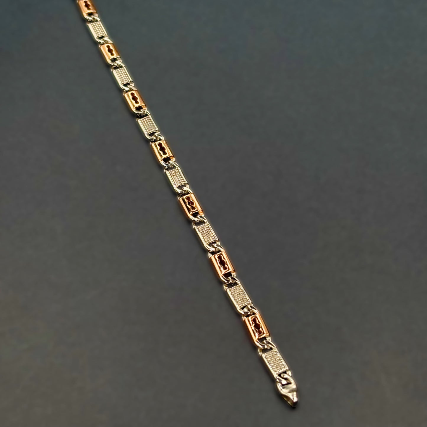 ✨ Orion Textured Dual-Tone Bracelet – Italian 92.5 Sterling Silver | Rose Gold Rhodium Finish