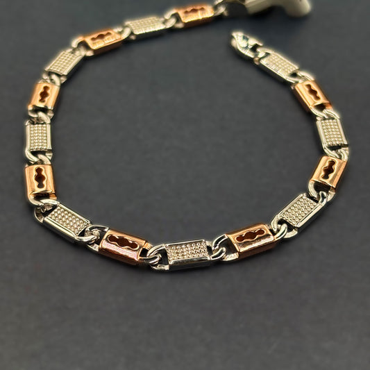 ✨ Orion Textured Dual-Tone Bracelet – Italian 92.5 Sterling Silver | Rose Gold Rhodium Finish
