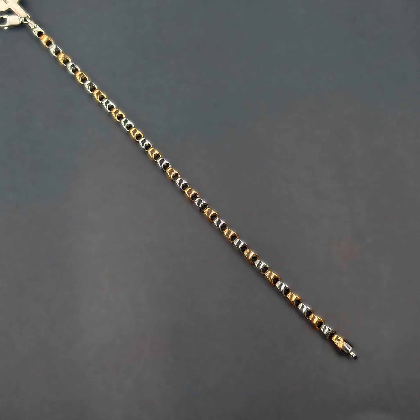 ✨ Dual Tone Curve Link Premium Men’s Bracelet – Italian 92.5 Sterling Silver | Rose Gold Rhodium Finish