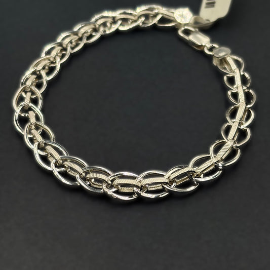 ✨ Textured Oval Link Premium Men’s Bracelet – Hollow Design | Italian 92.5 Sterling Silver