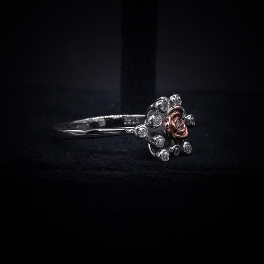 Radiant Bloom Rose Halo Ring – Italian 92.5 Silver Luxury Edition