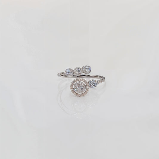 “Celestial Orbit Halo Adjustable Ring – Italian 92.5 Silver & CZ Brilliance”