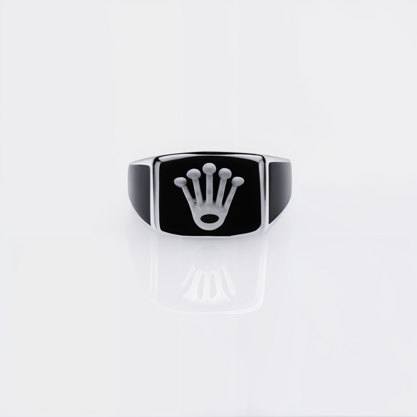 Crown Style Men’s Silver Ring with Black Onyx