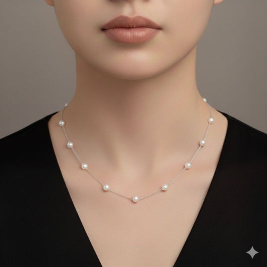 Classic Pearl Symphony Necklace in Italian 92.5 Silver