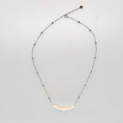 “Elegance Curve Pearl Necklace in Italian 92.5 Silver”