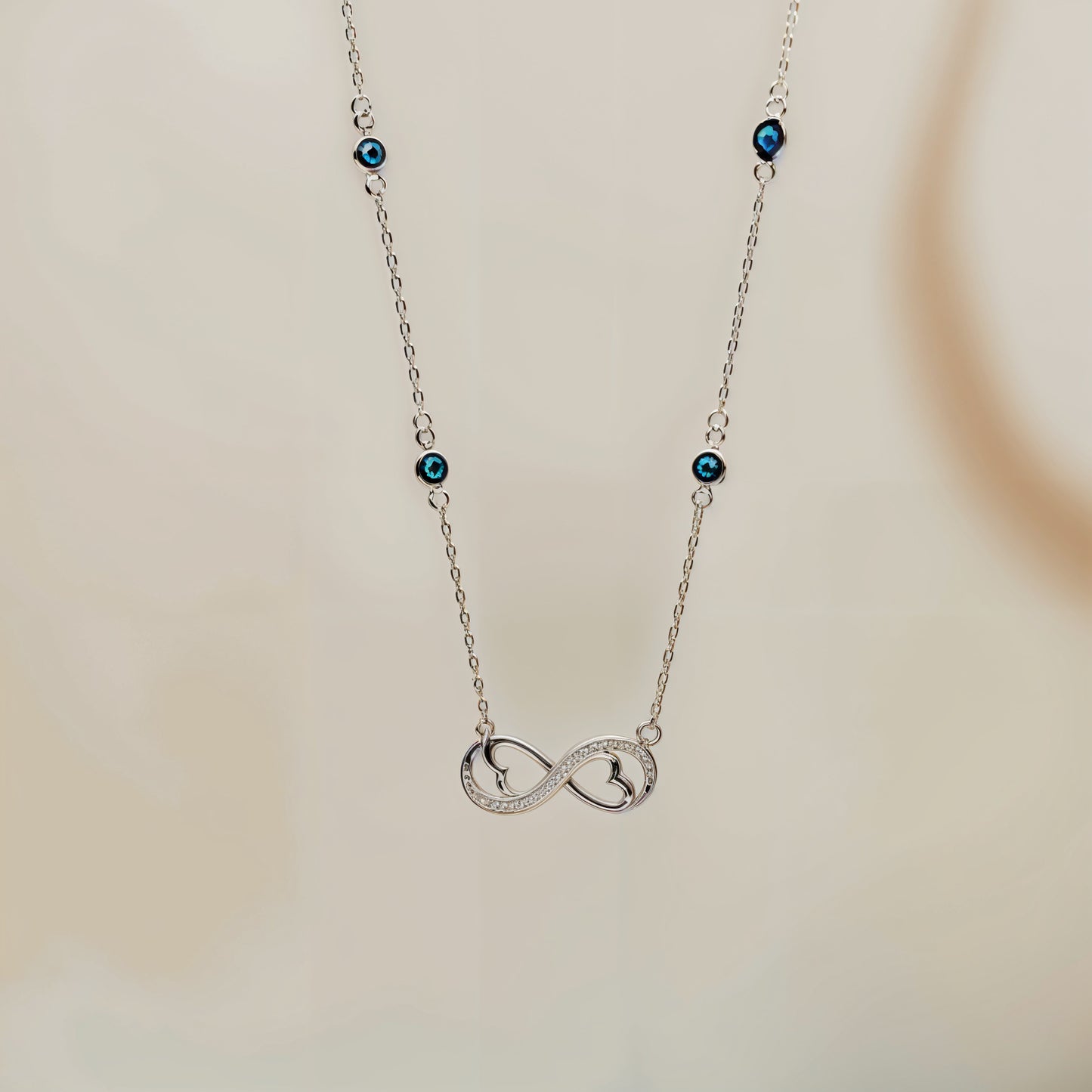 Infinity Heart Necklace in Italian 92.5 Silver