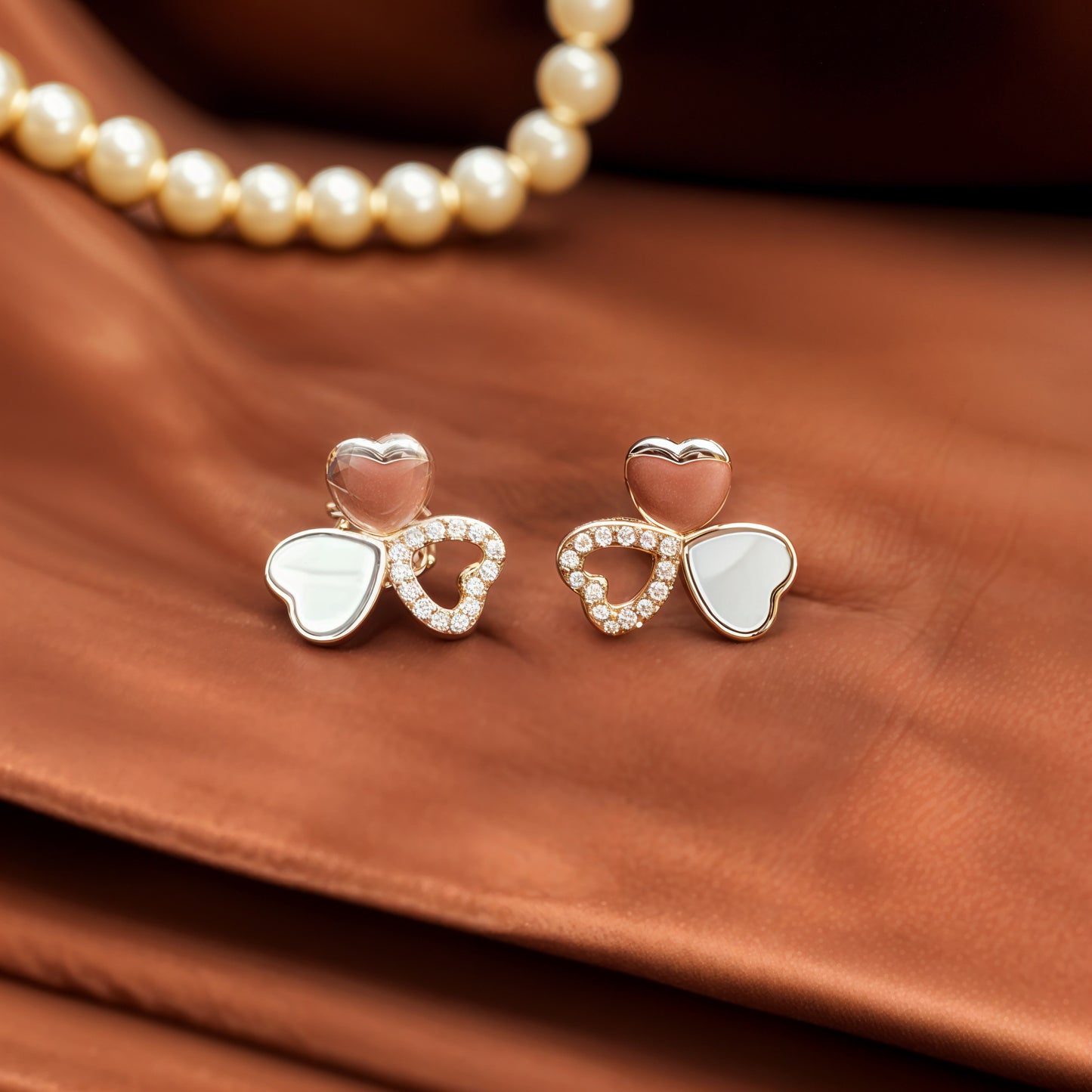 Triple Heart Set in Italian 92.5 Silver