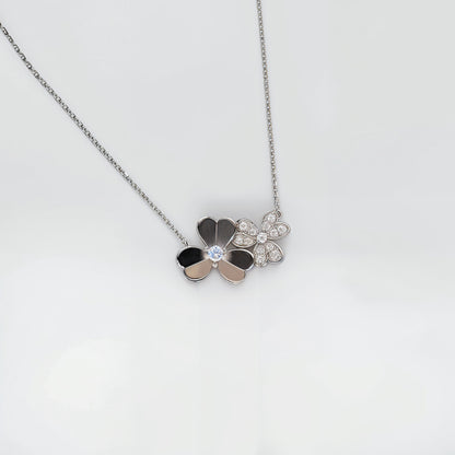 Dual Flower Necklace in Italian 92.5 Silver
