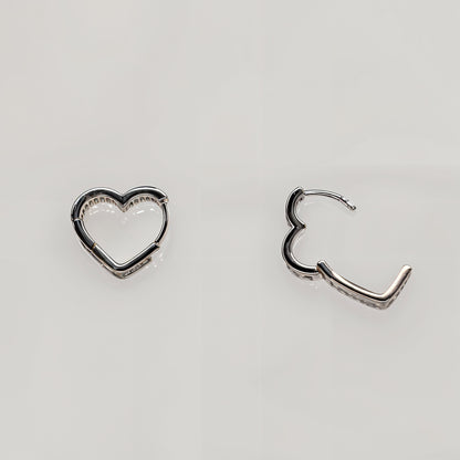 “Radiant Baguette Heart Hoop Earrings in Italian 92.5 Silver”