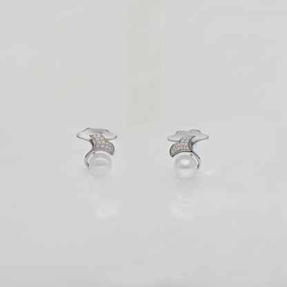 Opulent Pearl Crest Earrings in Italian 92.5 Silver