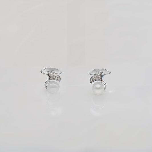 Opulent Pearl Crest Earrings in Italian 92.5 Silver