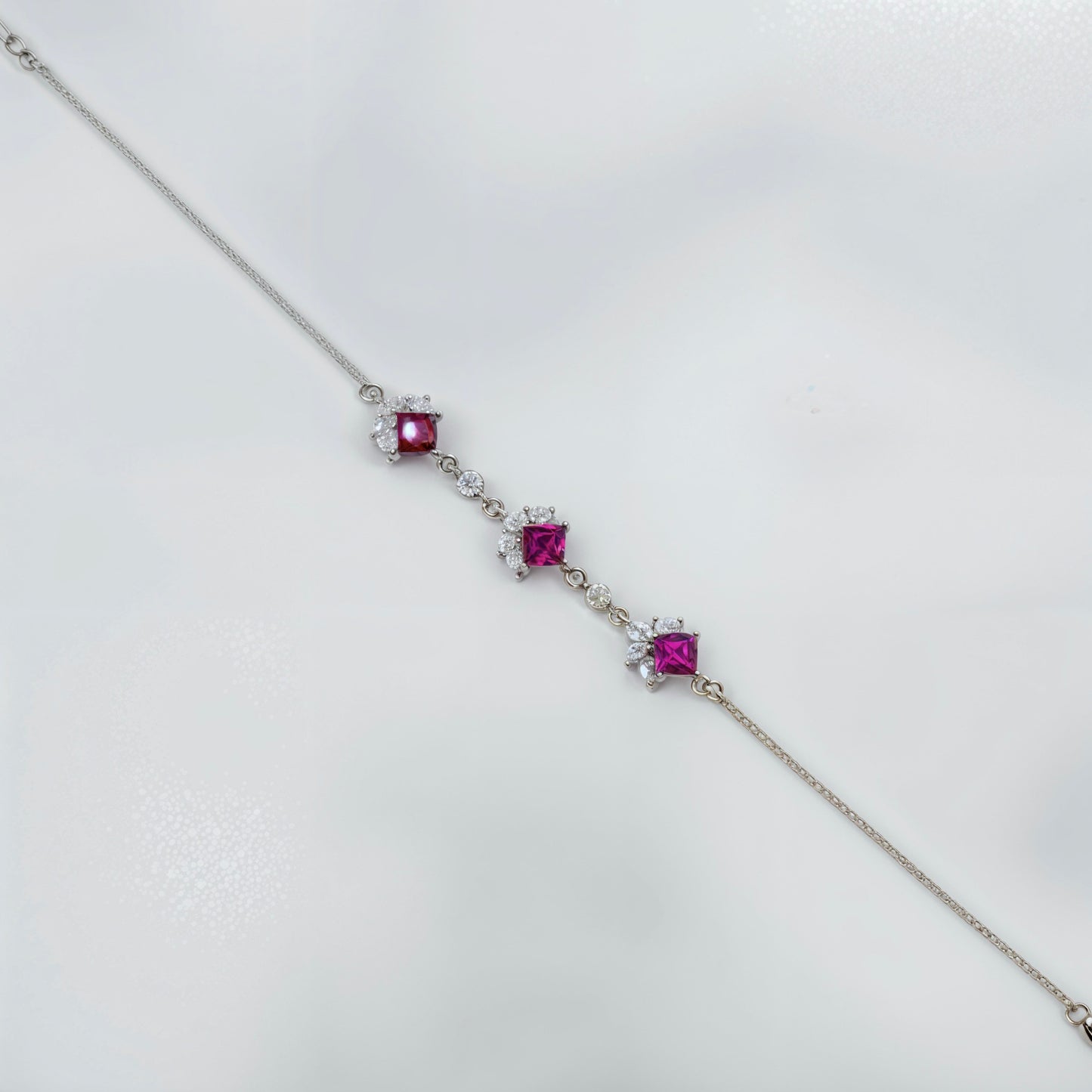 Royal Ruby Princess Cut Bracelet in Italian 92.5 Silver