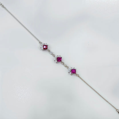 Royal Ruby Princess Cut Bracelet in Italian 92.5 Silver
