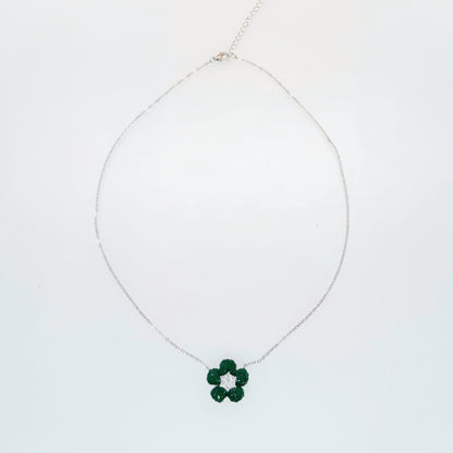 Emerald Blossom Elegance Necklace – Italian 92.5 Silver