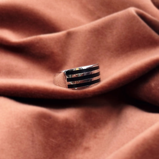 Turkish Style Men’s Silver Ring with Black Onyx