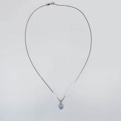 White Solitaire Necklace in Italian 92.5 Silver