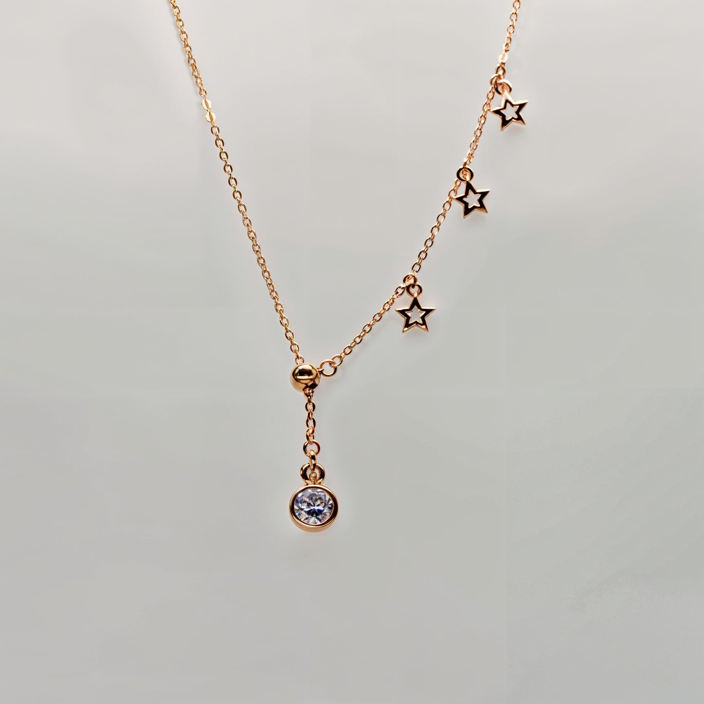 Star Charm Drop Necklace in Italian 92.5 Silver