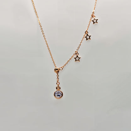 Star Charm Drop Necklace in Italian 92.5 Silver