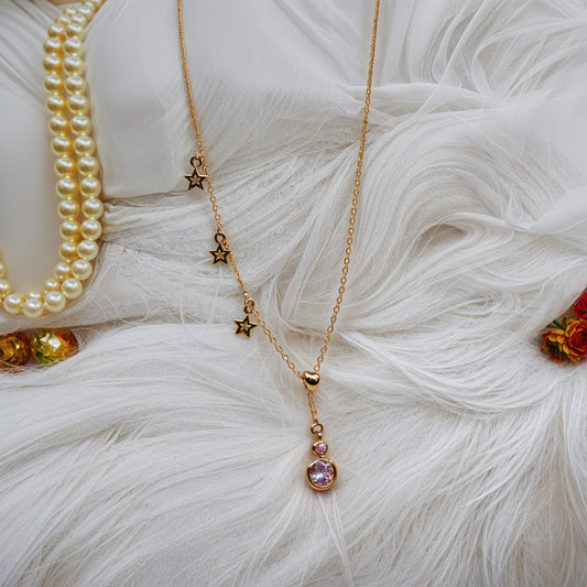 Star Charm Drop Necklace in Italian 92.5 Silver