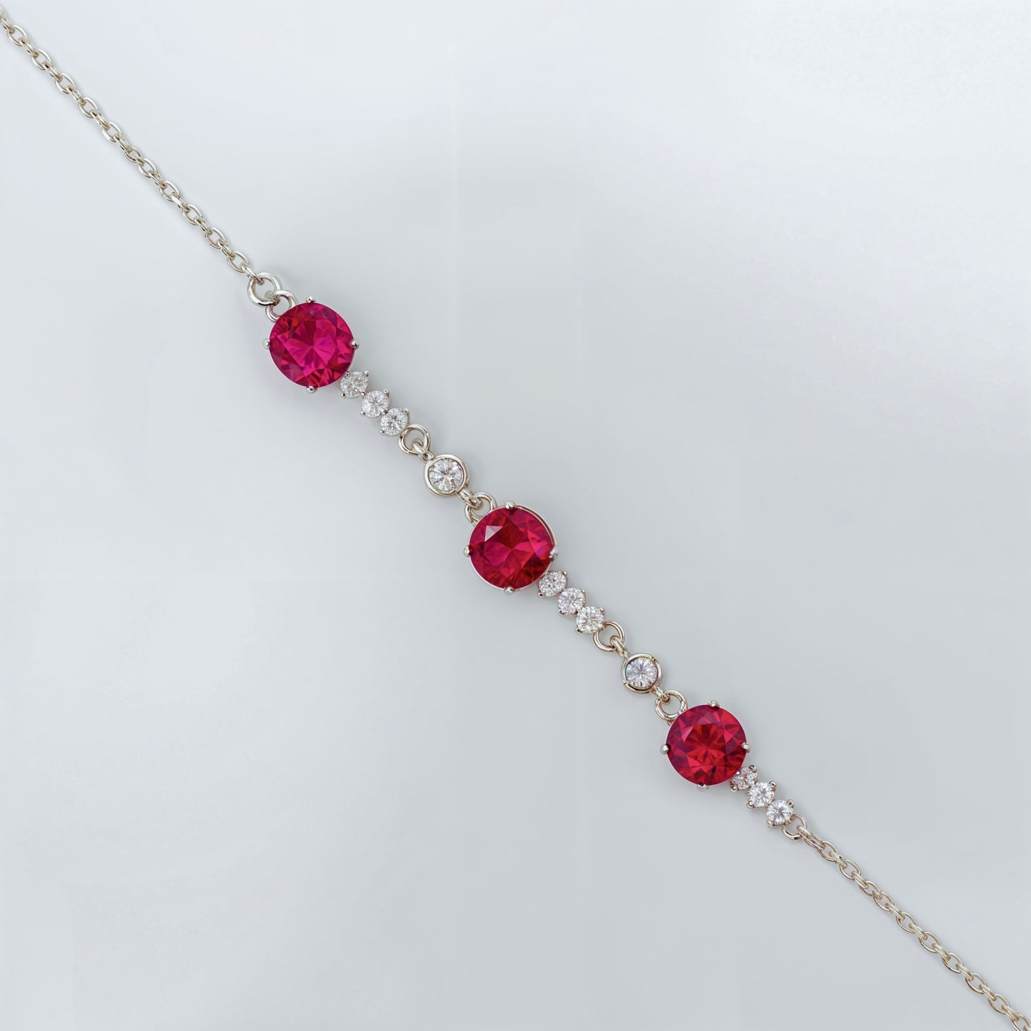 Crimson Radiance Trilogy Bracelet in Italian 92.5 Silver