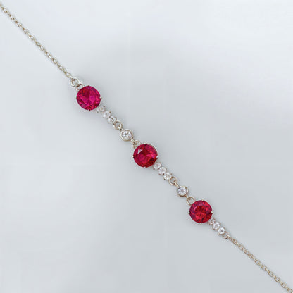 Crimson Radiance Trilogy Bracelet in Italian 92.5 Silver