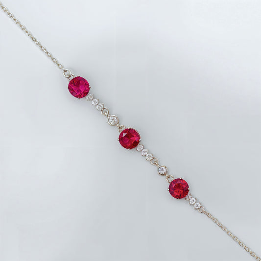 Crimson Radiance Trilogy Bracelet in Italian 92.5 Silver