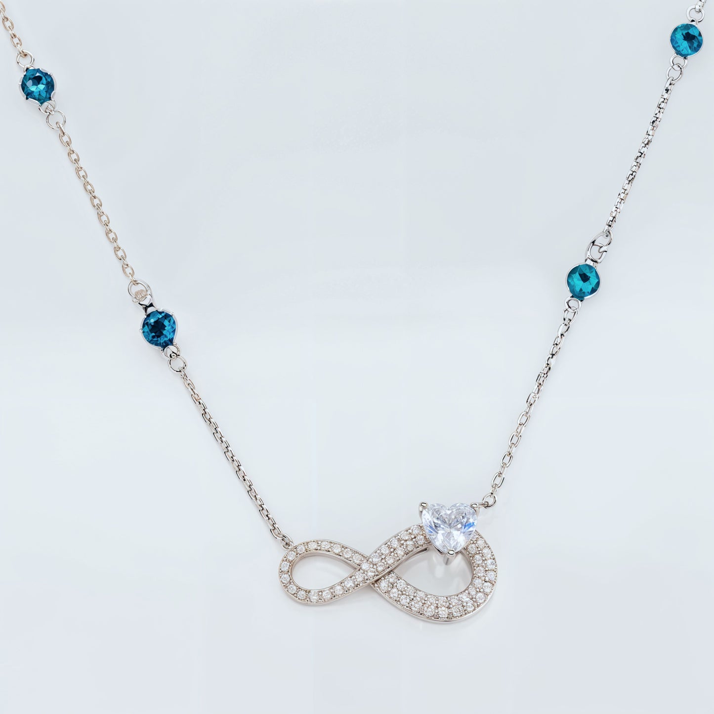 Infinity Evil Eye Necklace in Italian 92.5 Silver