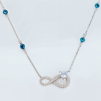 Infinity Evil Eye Necklace in Italian 92.5 Silver