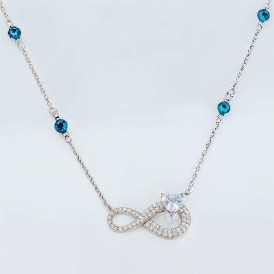 Infinity Evil Eye Necklace in Italian 92.5 Silver