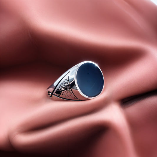 Turkish Style Men’s Silver Ring with Black Onyx